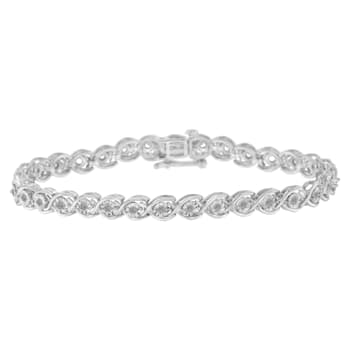 Sterling Silver 1/2ct TDW Diamond Link Bracelet (I-J, I3-Promo) - 7"