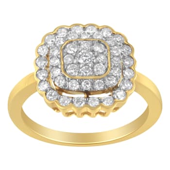 10K Yellow Gold Over Sterling Silver Diamond Cocktail Ring (3/4 Cttw,
J-K Color, I2-I3 Clarity)