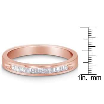 10K Rose Gold Over Sterling Silver 1/5ctw Diamond Channel-Set Band Ring
(H-I Color, I1-I2 Clarity)