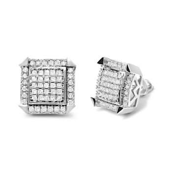 10K White Gold 1.0 Cttw Diamond  Composite with Halo Stud Earrings (H-I
Color, I1-I2 Clarity)