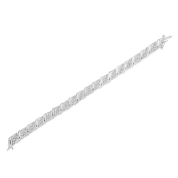 Sterling Silver 2.0ctw Diamond Double Wrap S Curve Link Bracelet