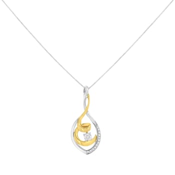 1/4ctw Round Diamond Spiral Link 10K Yellow & White Gold Pendant
Necklace with 18" Chain