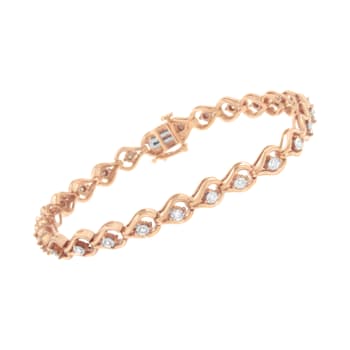 10K Rose Gold Over Sterling Silver 1/4ctw Diamond Miracle-Set Teardrop
Shaped 7” Link Bracelet