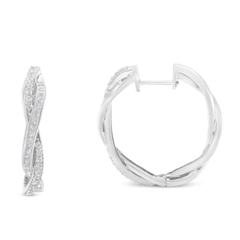 Sterling-Silver Diamond Hoop Earring 0.75ctw