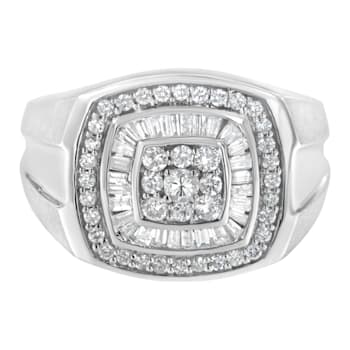 14K White Gold Men's Diamond Band Ring (1 cttw, H-I Color, SI1-SI2 Clarity)