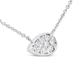 14K White Gold 1/4ctw Round Diamond Composite Teardrop Shape Necklace -
(G-H Color, SI2-I1 Clarity)