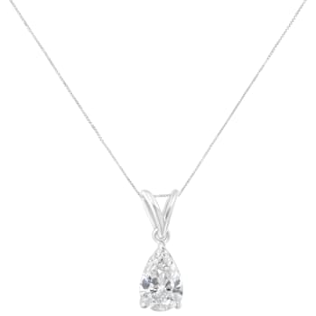 IGI certified 10K White Gold 1/2ctw Diamond Pear Pendant w\chain(I-J, I1)