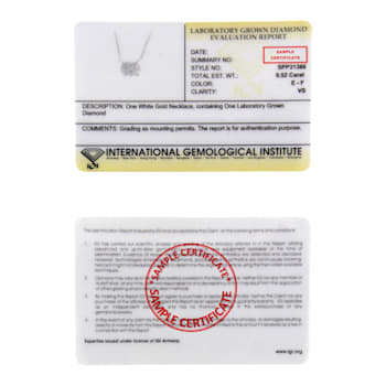 10K White Gold Lab Grown Diamond IGI Certified 1/2ctw Solitaire Diamond Necklace