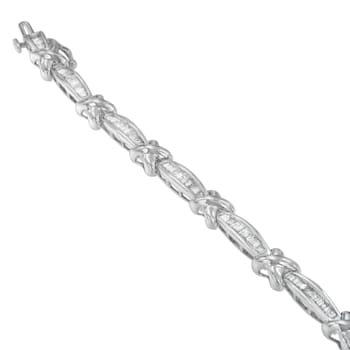 14K White Gold 2.0ctw Baguette-Cut Diamond X-Link Bracelet