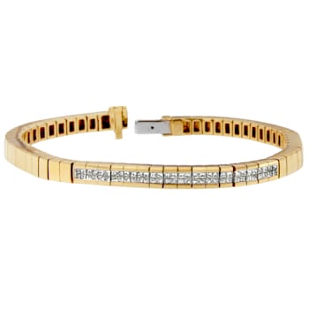14K Yellow Gold 1.10ctw Princess-Cut Diamond Banded Bracelet