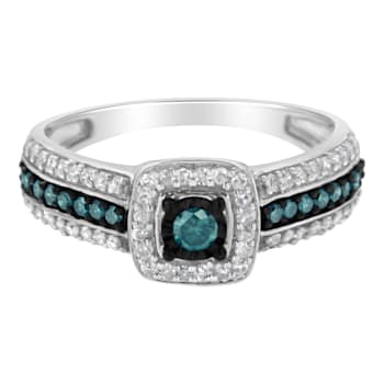 Sterling Silver Blue Miracle-Set Diamond Engagement Ring (1/2 Cttw, J-K
Color, I1-I2 Clarity)