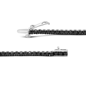 Sterling Silver 4.0ctw 4-Prong Set Treated Black Round Diamond Classic
Tennis Bracelet