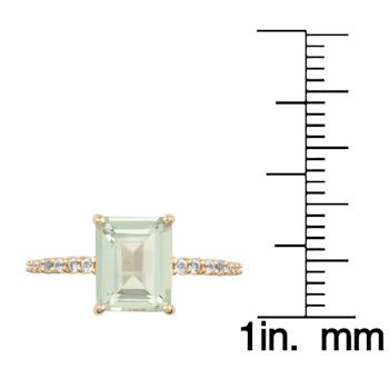 10k Yellow Gold Emerald-Cut Prasiolite and White Topaz Ring