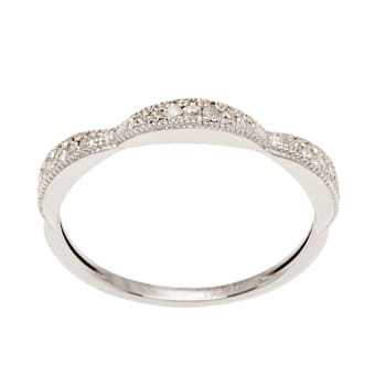 10k White Gold Contoured Diamond Wedding Band (1/7 cttw, H-I Color,I1-I2 Clarity)