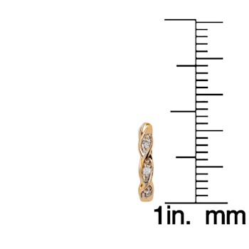 10K Yellow Gold Braided Diamond Huggie Hoop Earrings