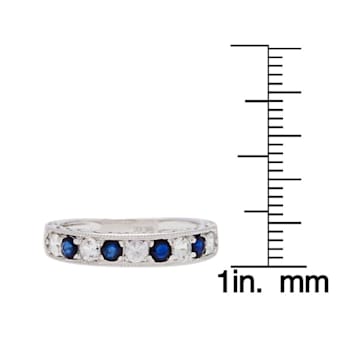 10k White Gold Sapphire and White Sapphire Vintage Style Anniversary
Wedding Band