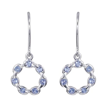 10K White Gold Tanzanite Circle Drop Earrings
