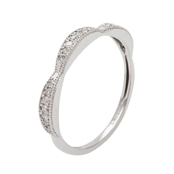 10k White Gold Contoured Diamond Wedding Band (1/7 cttw, H-I Color,I1-I2 Clarity)