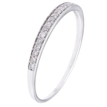 10k White Gold Milgrain Diamond Wedding Band (1/8 cttw, H-I Color, I1-I2 Clarity)