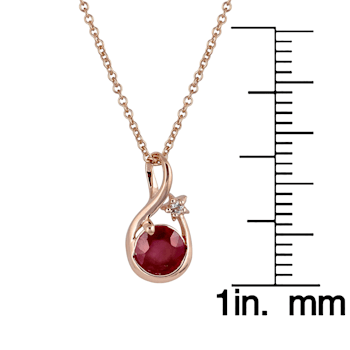 10k Rose Gold Genuine Round Ruby Pendant With Chain