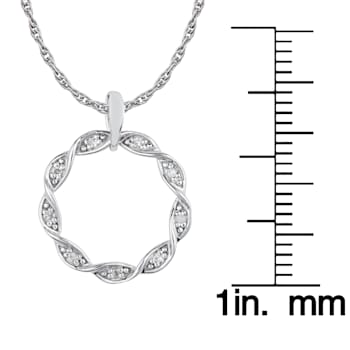 10k White Gold Braided Circle Diamond Pendant With Chain