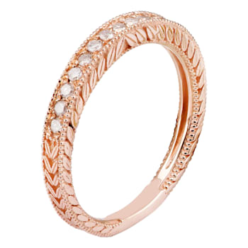 10k Rose Gold Vintage-Style Engraved Diamond Wedding Band 1/5 cttw, H-I, I1-I2
