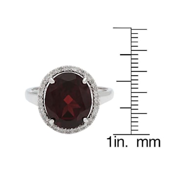 10k White Gold 3.50ct Oval Garnet and Diamond Halo Ring