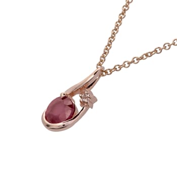 10k Rose Gold Genuine Round Ruby Pendant With Chain