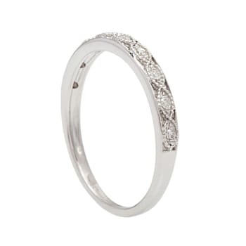 10k White Gold Vintage Style Diamond Wedding Band (1/10 cttw, H-I Color,
I1-I2 Clarity)