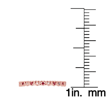 10k Rose Gold Genuine Ruby and Diamond Petite Heart Stackable Band