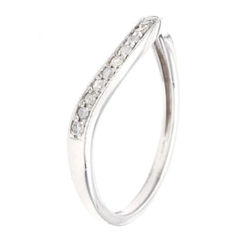 10k White Gold Curved Diamond Wedding Band Guard (1/8 cttw, H-I Color,
I1-I2 Clarity)
