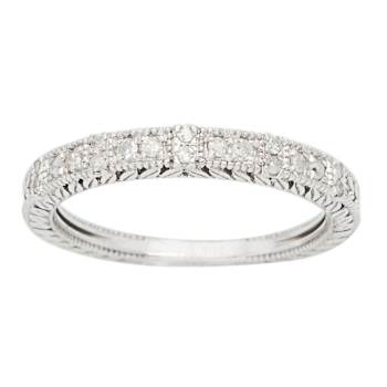 10k White Gold Vintage-Style Engraved Diamond Wedding Band (1/5 cttw,
H-I, I1-I2)