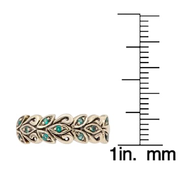 10k Yellow Gold Genuine Emerald Scroll Anniversary Ring