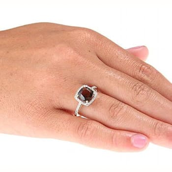 10k Yellow Gold Cushion Smoky Quartz and Diamond Halo Ring