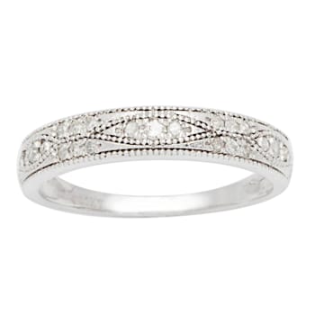 10k White Gold Milgrain Diamond Wedding Anniversary Band (1/5 cttw, H-I, I1-I2)