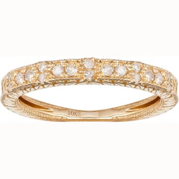 10k Yellow Gold Vintage-Style Engraved Diamond Wedding Band (1/5 cttw,
H-I, I1-I2)