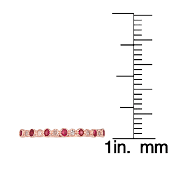 10k Rose Gold Genuine Ruby and Diamond Petite Stackable Band