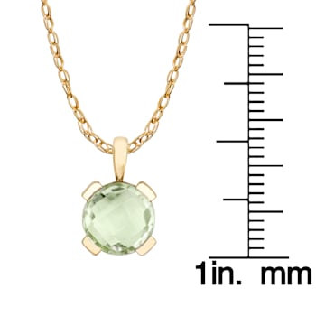 10k Yellow Gold Genuine Round Prasiolite Pendant With Chain