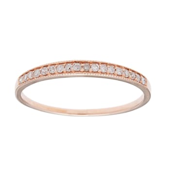 10k Rose Gold Milgrain Diamond Wedding Band (1/8 cttw, H-I Color, I1-I2 Clarity)