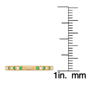 10k Yellow Gold Vintage Style Emerald and Diamond Stackable Band
