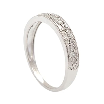 10k White Gold Milgrain Diamond Wedding Anniversary Band (1/5 cttw, H-I, I1-I2)