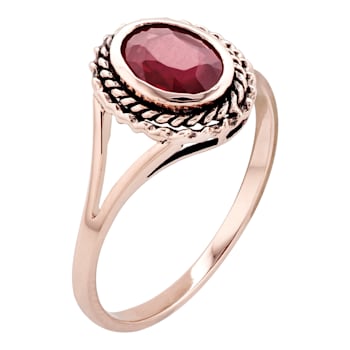 10k Rose Gold Genuine Oval Ruby Split Shank Ring