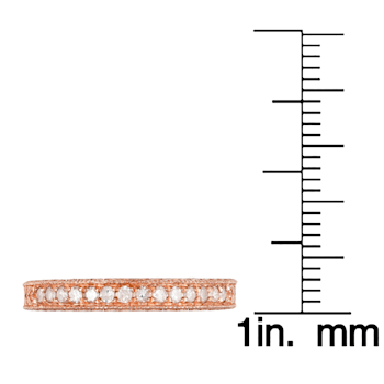 10k Rose Gold Vintage-Style Engraved Diamond Wedding Band 1/5 cttw, H-I, I1-I2