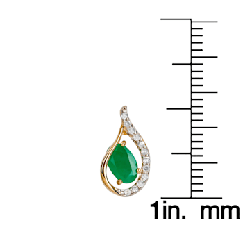 10K Yellow Gold Emerald and Diamond Drop Earrings