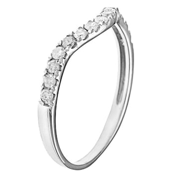 10k White Gold Curved Diamond Wedding Band 1/5 cttw, H-I Color, I1-I2 Clarity