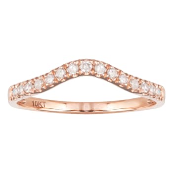 10k Rose Gold Curved Diamond Wedding Band 1/5 cttw, H-I Color, I1-I2 Clarity