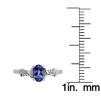 10k White Gold Oval Tanzanite and Braided Diamond Accent Ring