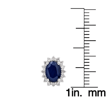 10K White Gold Sapphire and Diamond Halo Earrings