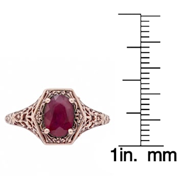 10k Rose Gold Vintage Style Genuine Oval Ruby Filigree Ring