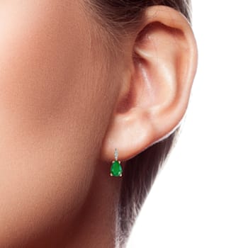 10K Yellow Gold Emerald and Diamond Earrings